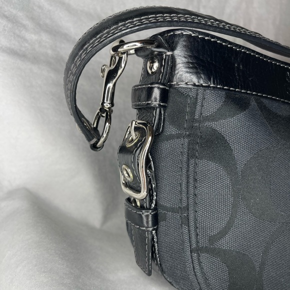 Coach Zoe Signature Top Handle Purse - Black Canvas/Leather, Blue Interior 🩵 - Picture 5 of 11